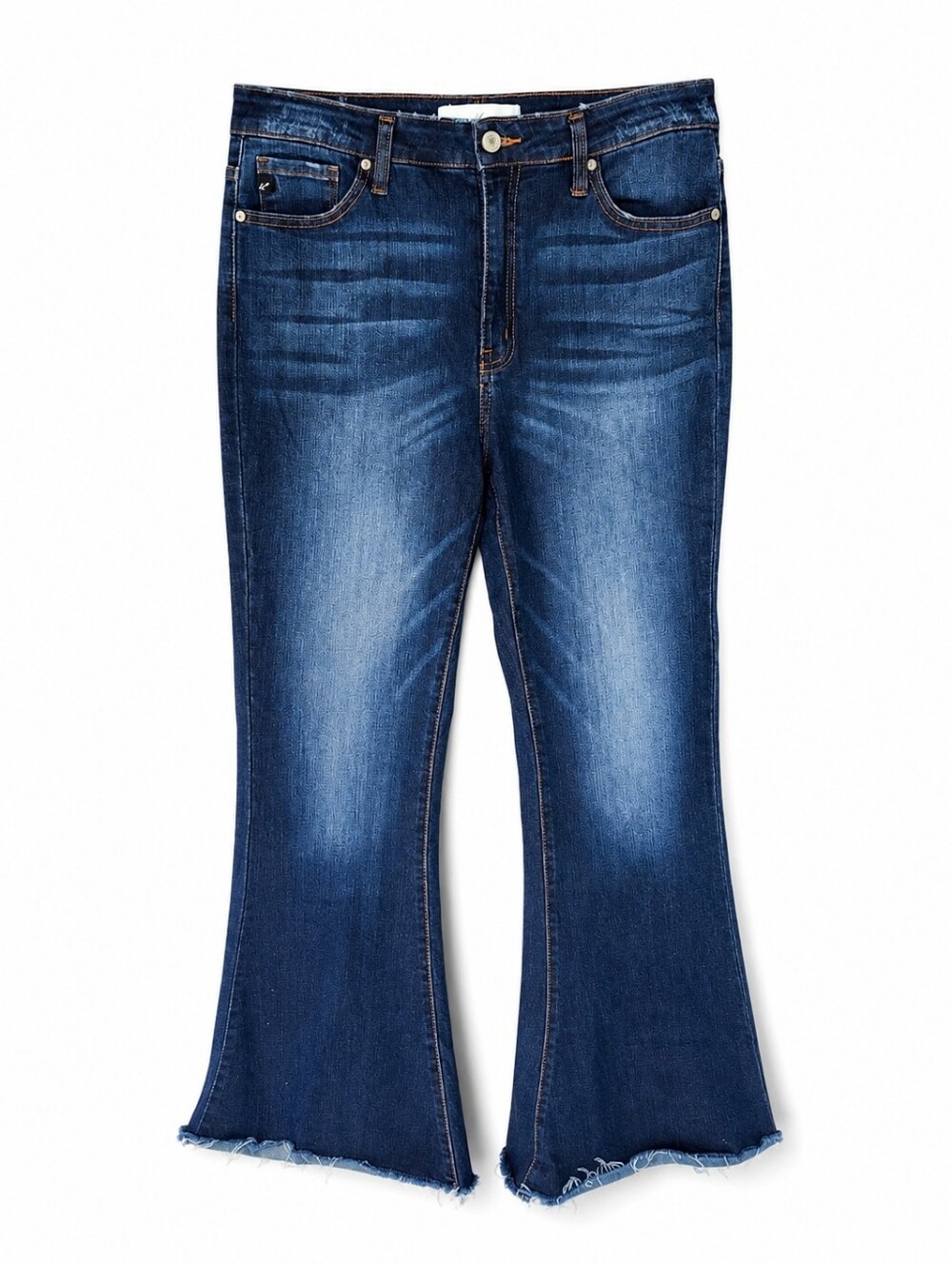 KanCan Estella High Rise Flare Jeans Size 11/29 Dark Wash Raw Hem KC7286D